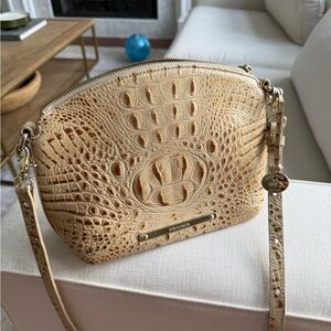 Brahmin Tan Crocodile Embossed Crossbody Bag
